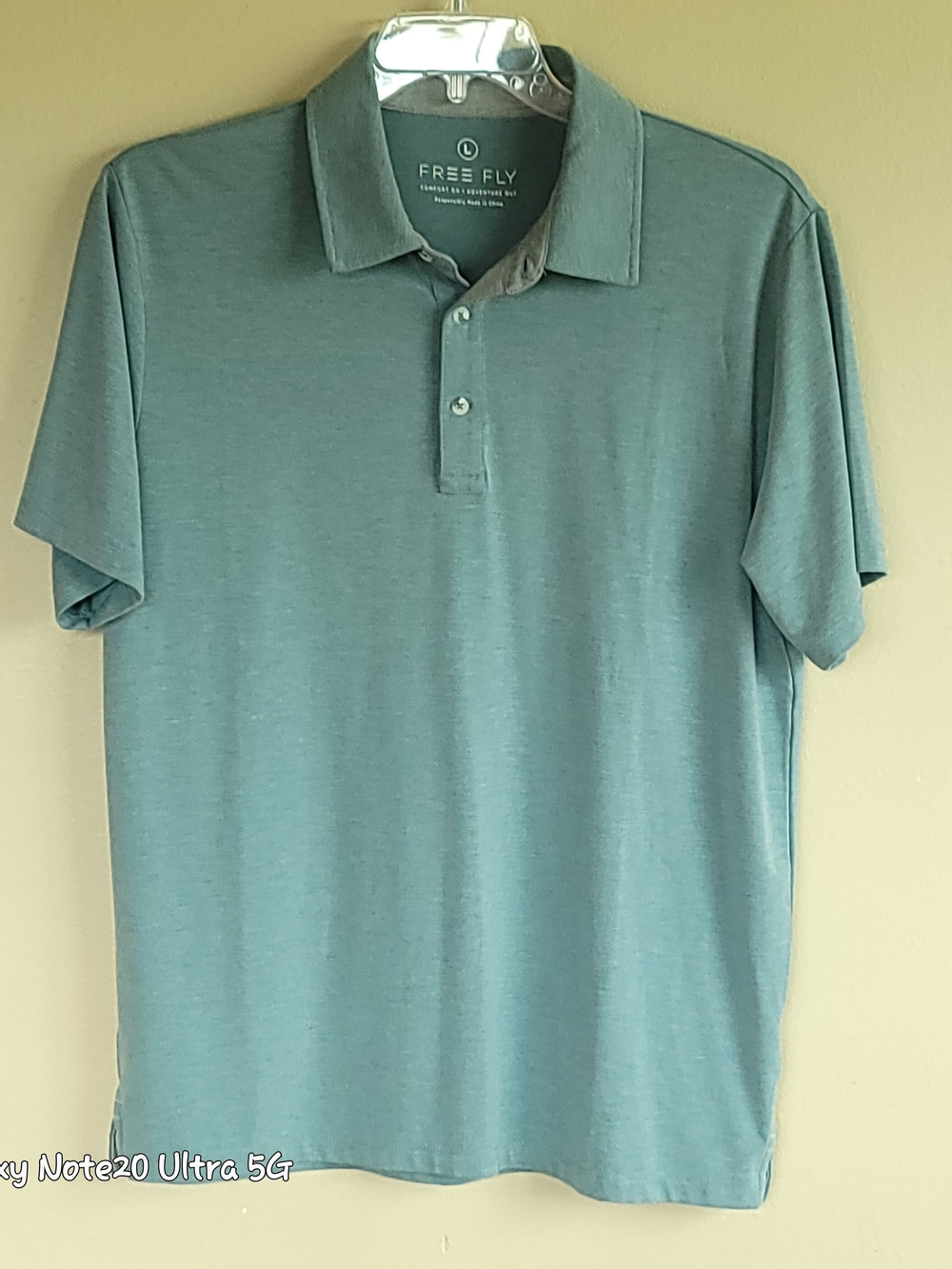 Free Fly Bamboo Flex Polo Large Green Heather Short Sleeve Performance Golf Top